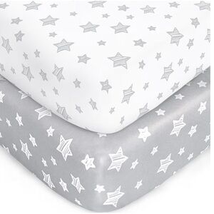 Star-Print Fitted Crib Sheet Set